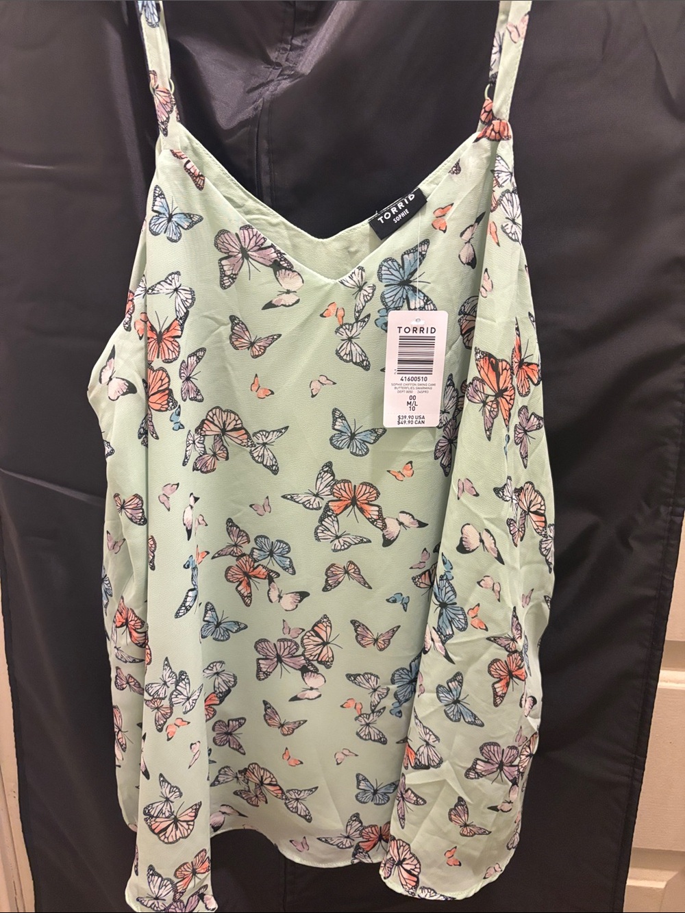 torrid Mint Green Butterfly Print Cami with Adjustable Straps